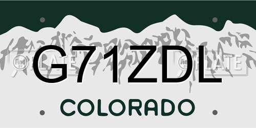 G71ZDL Colorado License Plate