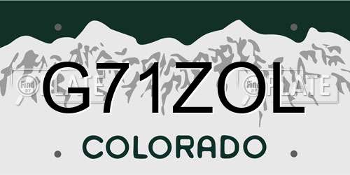 G71ZOL Colorado License Plate