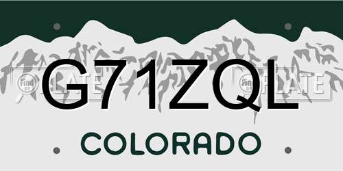 G71ZQL Colorado License Plate