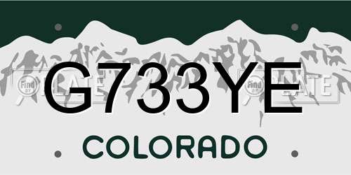 G733YE Colorado License Plate