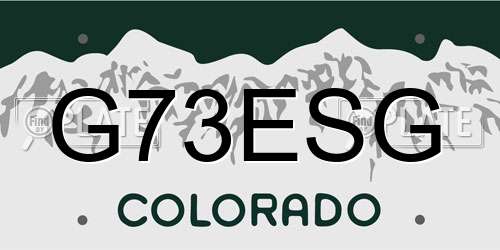 G73ESG Colorado License Plate