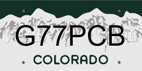 G77PCB Colorado License Plate