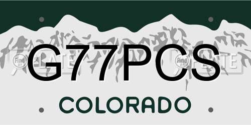 G77PCS Colorado License Plate
