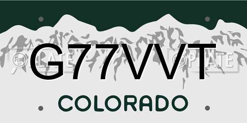 G77VVT Colorado License Plate