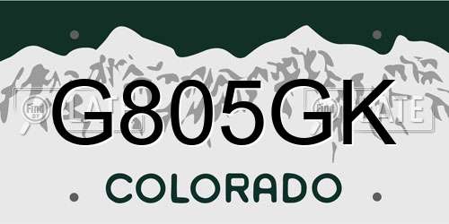 G805GK Colorado License Plate