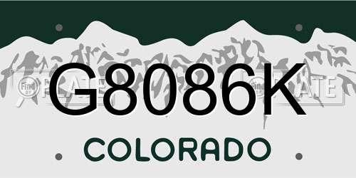 G8086K Colorado License Plate