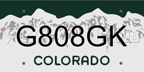 G808GK Colorado License Plate
