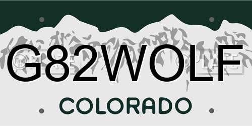 G82WOLF Colorado License Plate