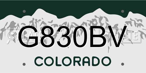 G830BV Colorado License Plate