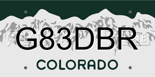 G83DBR Colorado License Plate