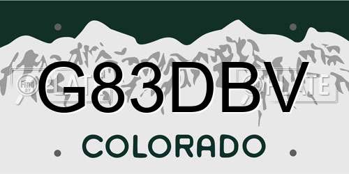 G83DBV Colorado License Plate