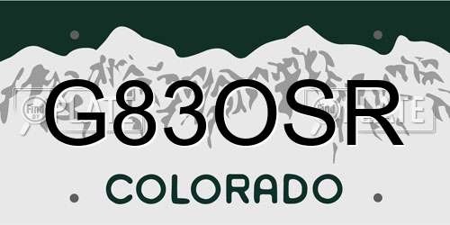 G83OSR Colorado License Plate