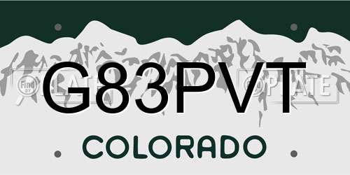 G83PVT Colorado License Plate