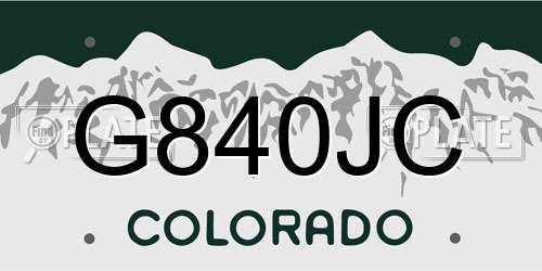 G840JC Colorado License Plate