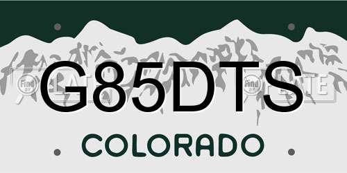 G85DTS Colorado License Plate