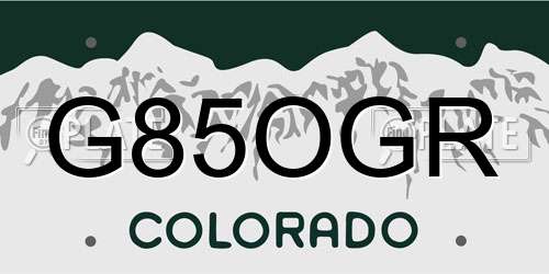 G85OGR Colorado License Plate