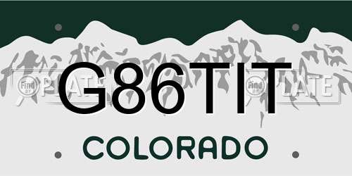 G86TIT Colorado License Plate