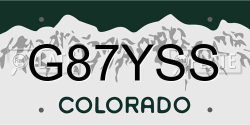 G87YSS Colorado License Plate