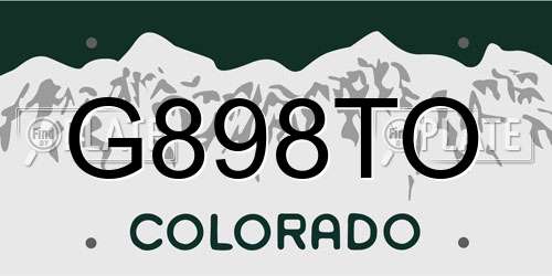 G898TO Colorado License Plate
