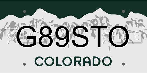 G89STO Colorado License Plate