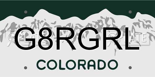 G8RGRL Colorado License Plate