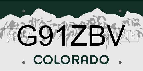 G91ZBV Colorado License Plate