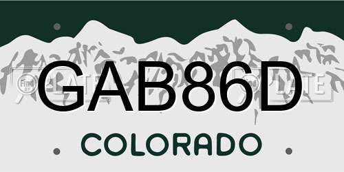 GAB86D Colorado License Plate