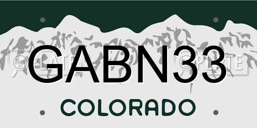 GABN33 Colorado License Plate