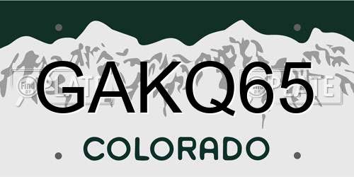 GAKQ65 Colorado License Plate