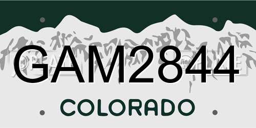 GAM2844 Colorado License Plate