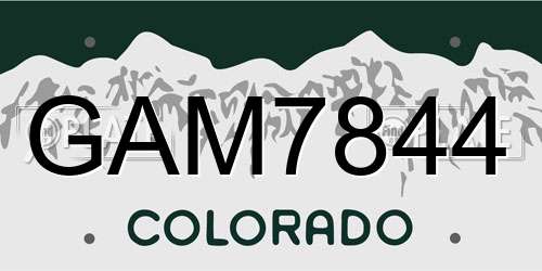 GAM7844 Colorado License Plate