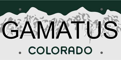 GAMATUS Colorado License Plate
