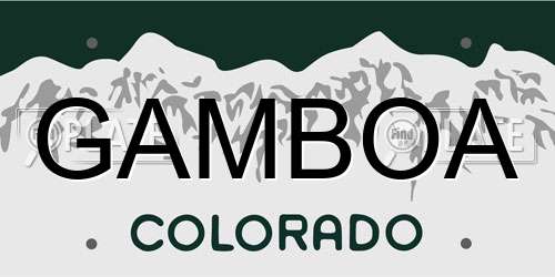 GAMBOA Colorado License Plate