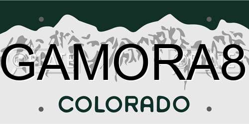 GAMORA8 Colorado License Plate