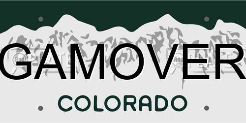 GAMOVER Colorado License Plate