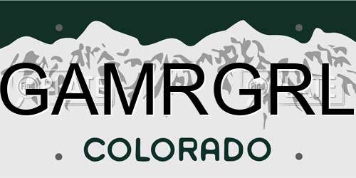 GAMRGRL Colorado License Plate