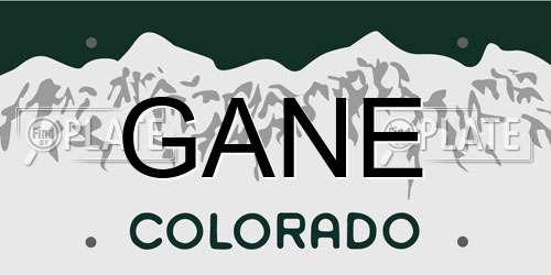 GANE Colorado License Plate