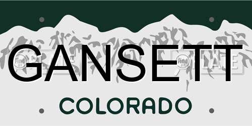 GANSETT Colorado License Plate