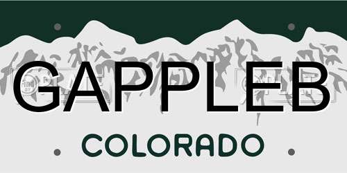 GAPPLEB Colorado License Plate