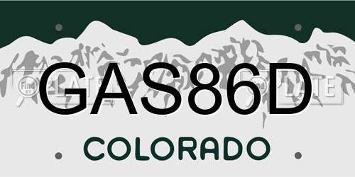 GAS86D Colorado License Plate