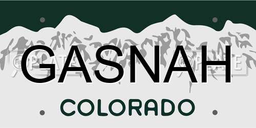 GASNAH Colorado License Plate