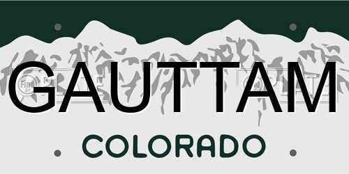 GAUTTAM Colorado License Plate