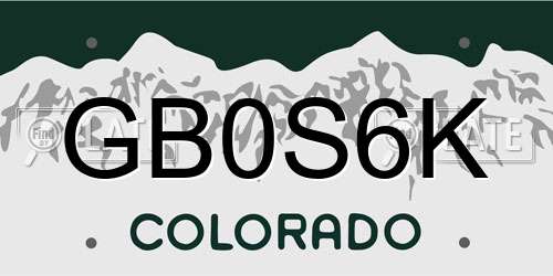 GB0S6K Colorado License Plate