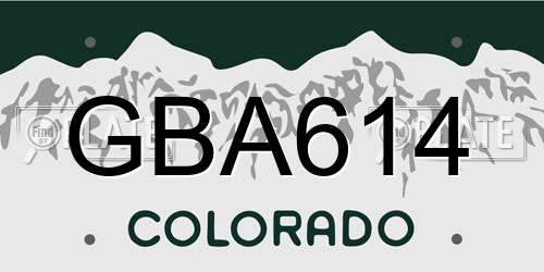 GBA614 Colorado License Plate