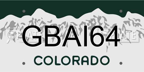 GBAI64 Colorado License Plate