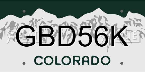 GBD56K Colorado License Plate