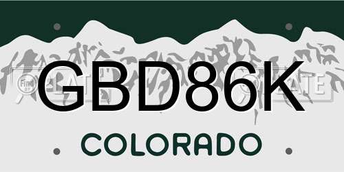 GBD86K Colorado License Plate