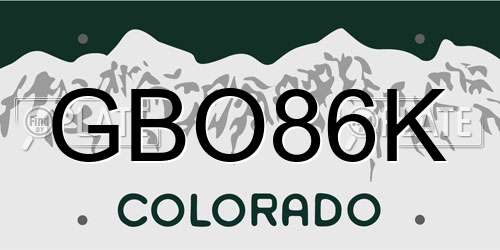 GBO86K Colorado License Plate