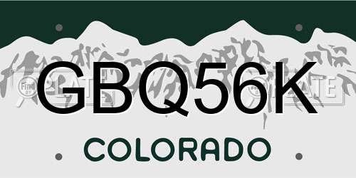 GBQ56K Colorado License Plate