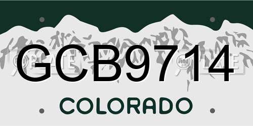 GCB9714 Colorado License Plate